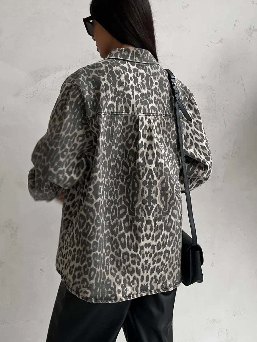 Leopard Print Denim Jacket