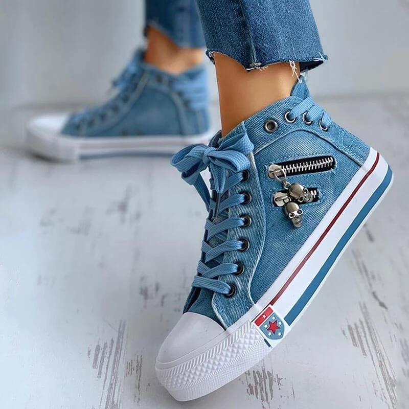 Lightweight Comfy Lace-up High-Top Canvas Shoes
