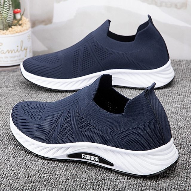 Men's Sneakers Slip On Running Shoes Non-slip Cushioning Breathable Light Soft Running Road Running Rubber Tulle Spring Fall Black Blue Grey