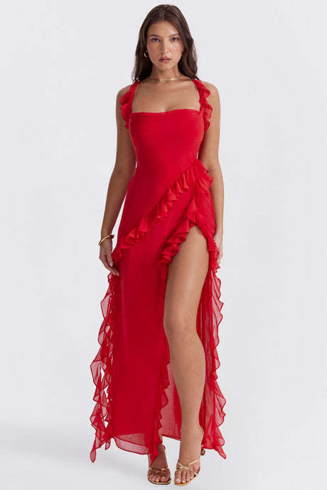 Halter Dress with High Slit