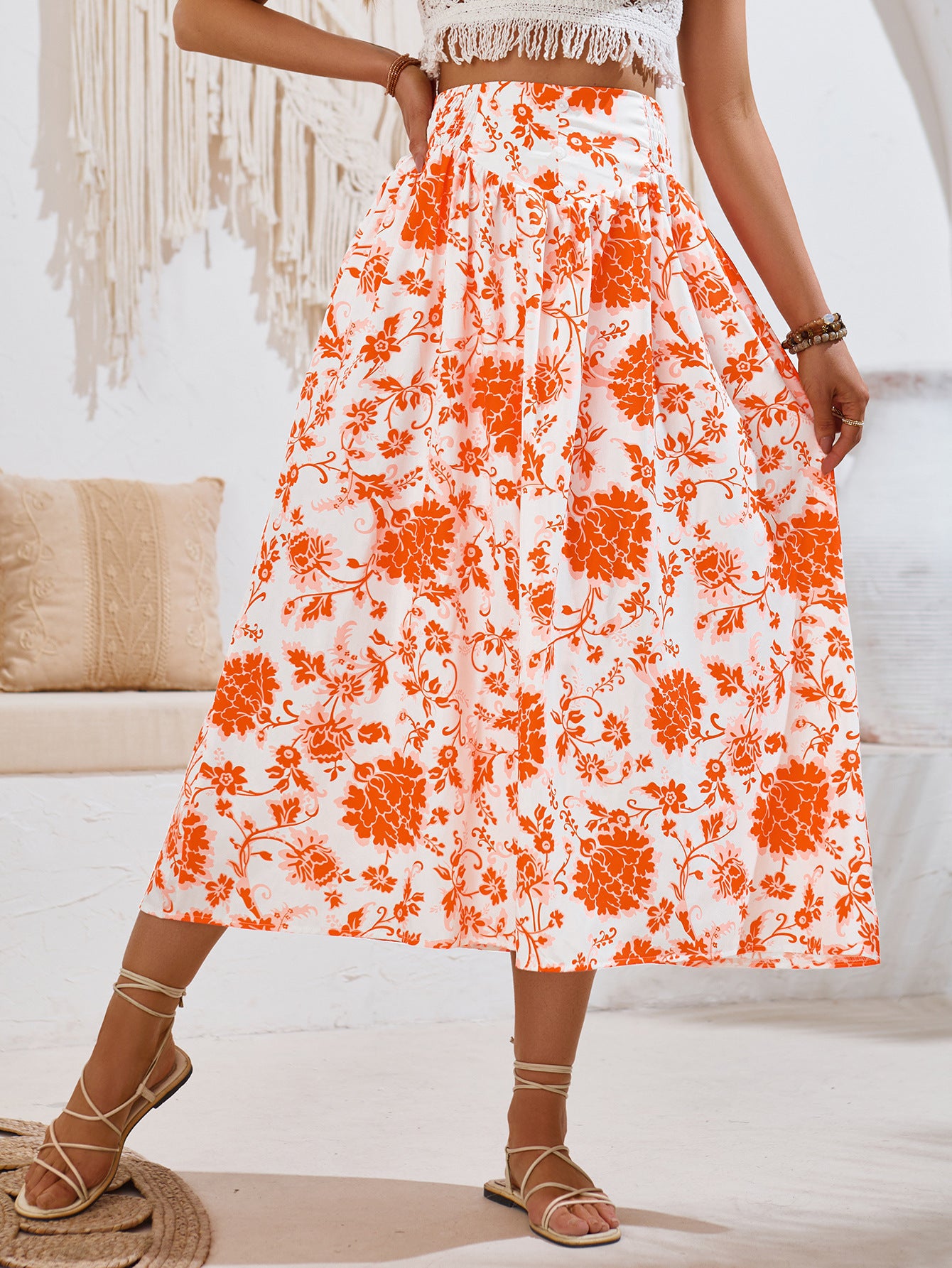 Floral Midi Summer Skirt