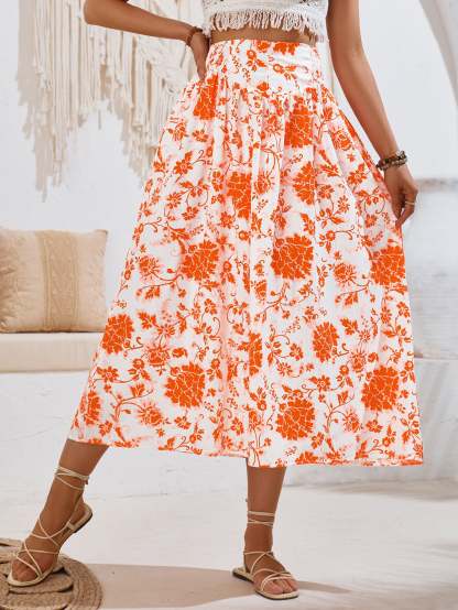 Floral Midi Summer Skirt