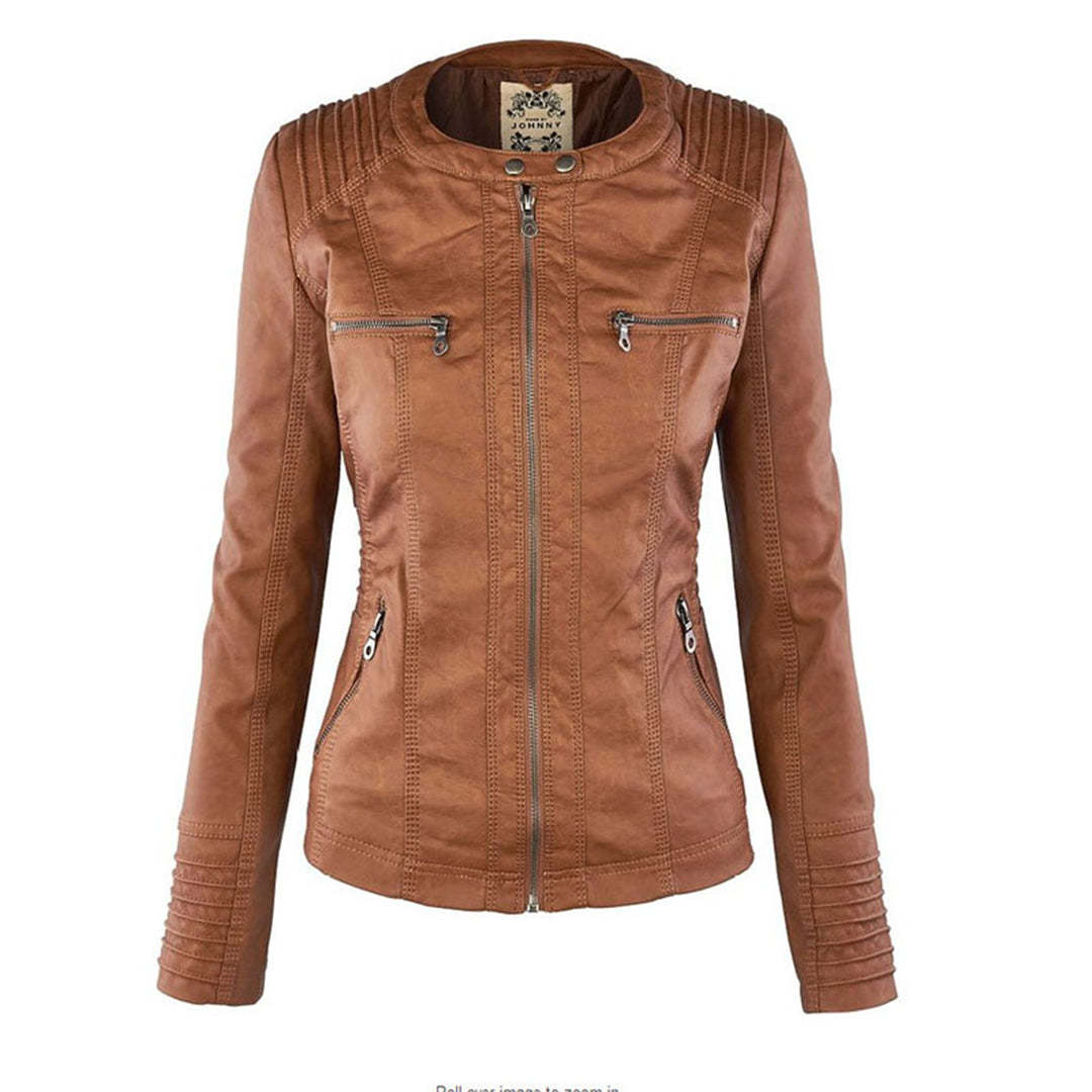 Vegan Leather Jacket With Detachable Hood