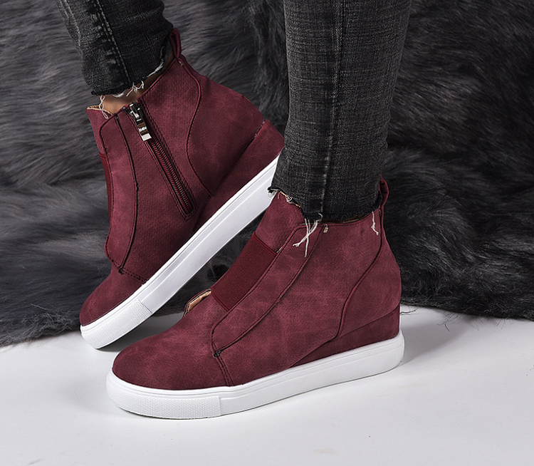 Casual Slip on Platform Wedge Sneakers Hidden Wedge Ankle Booties