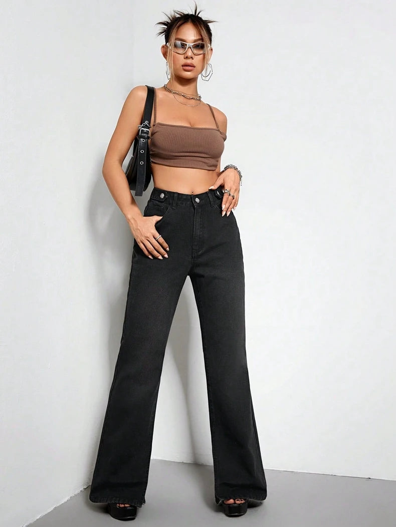 High-Waisted Flared Jeans
