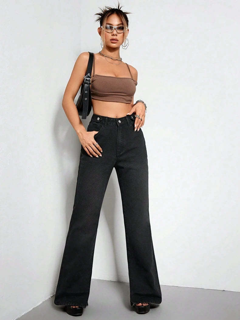High-Waisted Flared Jeans