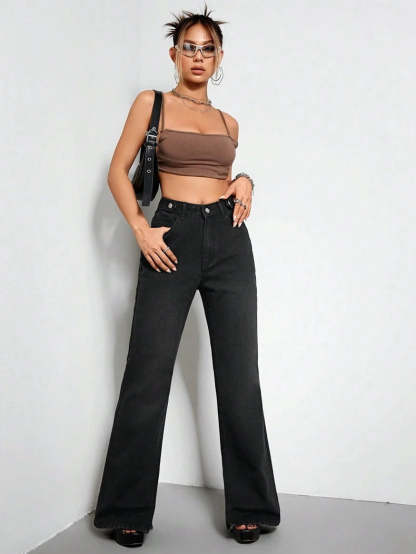 High-Waisted Flared Jeans