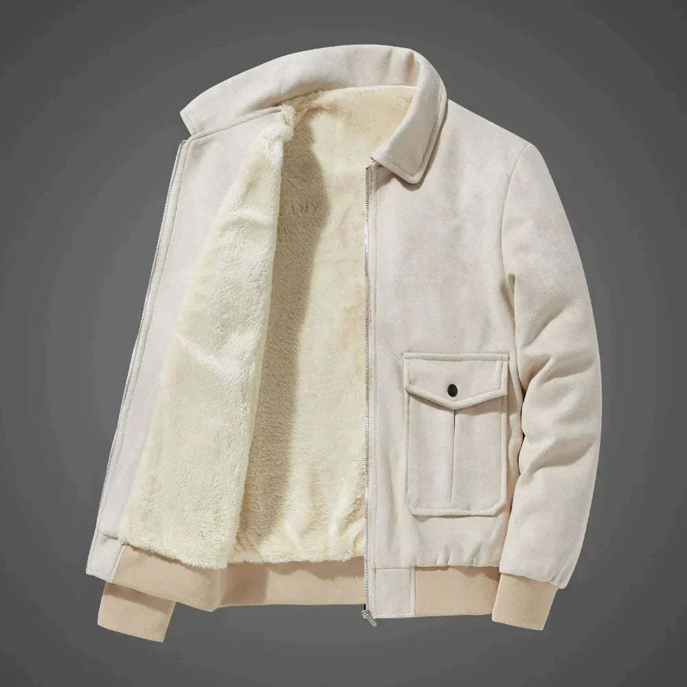 Suede Jacket With Teddy Inner Lining