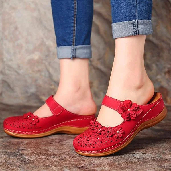 Comfy Floral Slip-On Wedge Sandal