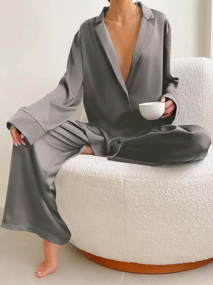Silky Elegance OverSized Pajama Set