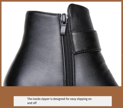 Orthopedic Women Arch Support Leather Metal Buckle Velvet Boots