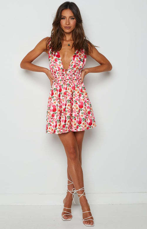 Floral Back Mini Dress