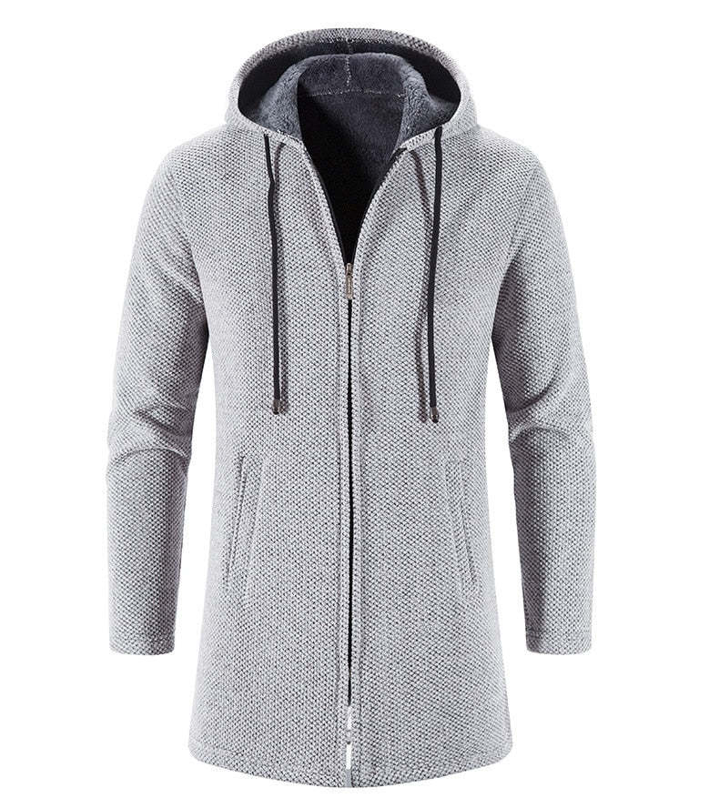  Men's Long Hooded Cardigan