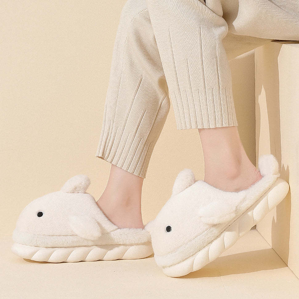 Heel-covered Powder Blue Super Soft Warm and Anti-slip Fluffy Slippers