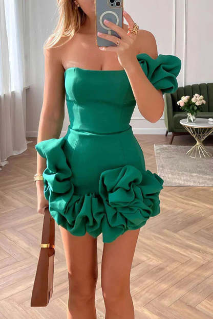 Ruffled Strapless Cocktail Dress