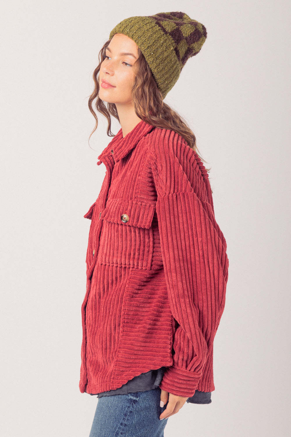 Autumn Corduroy Textured Button-Up Jacket