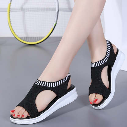 Breathable Peep Toe Light Mesh Flat Tennis Sandals For Women