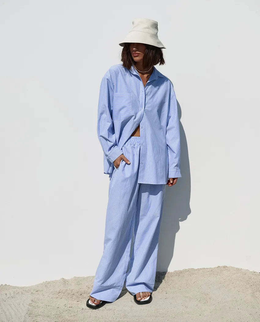Striped Cotton Co-ord Set with Relaxed Shirt