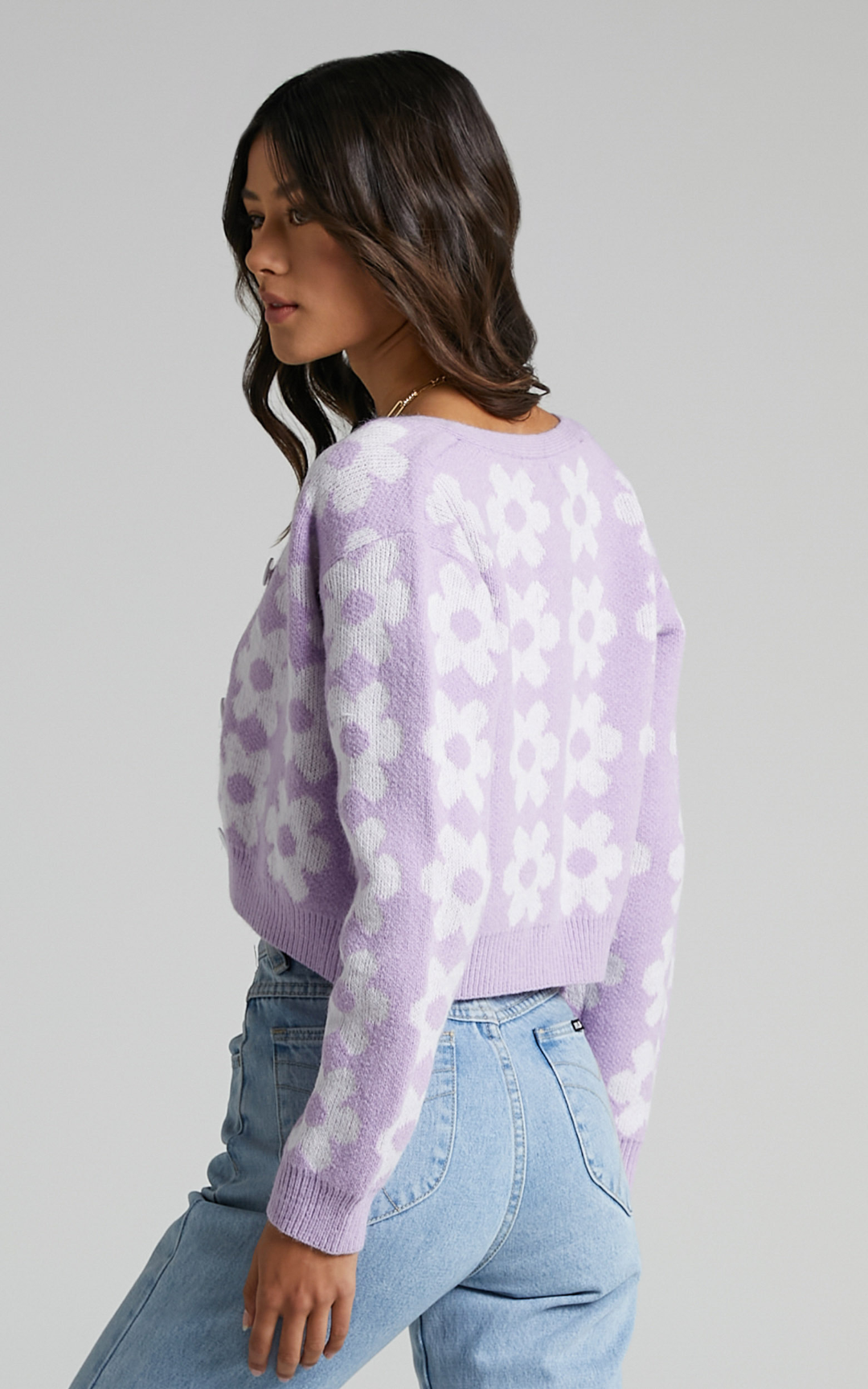 Floral Cropped Cardigan Sweater