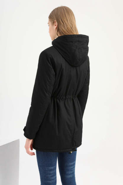 Casual Drawstring Hooded Jacket