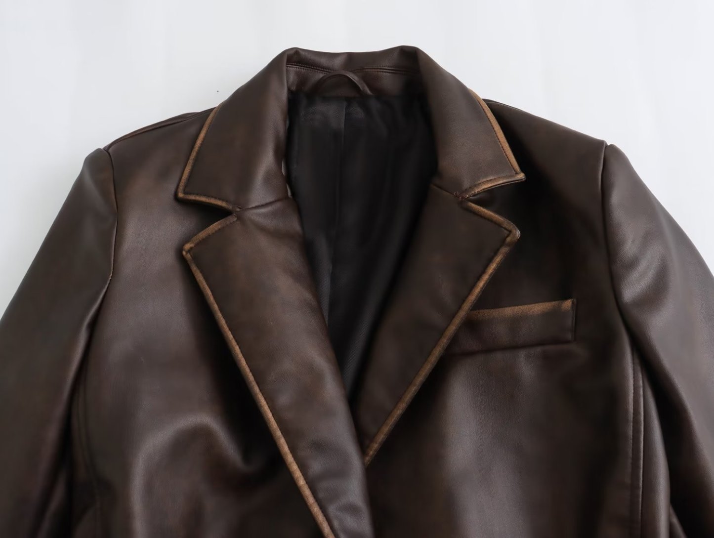 Women's Long Brown Leather Coat
