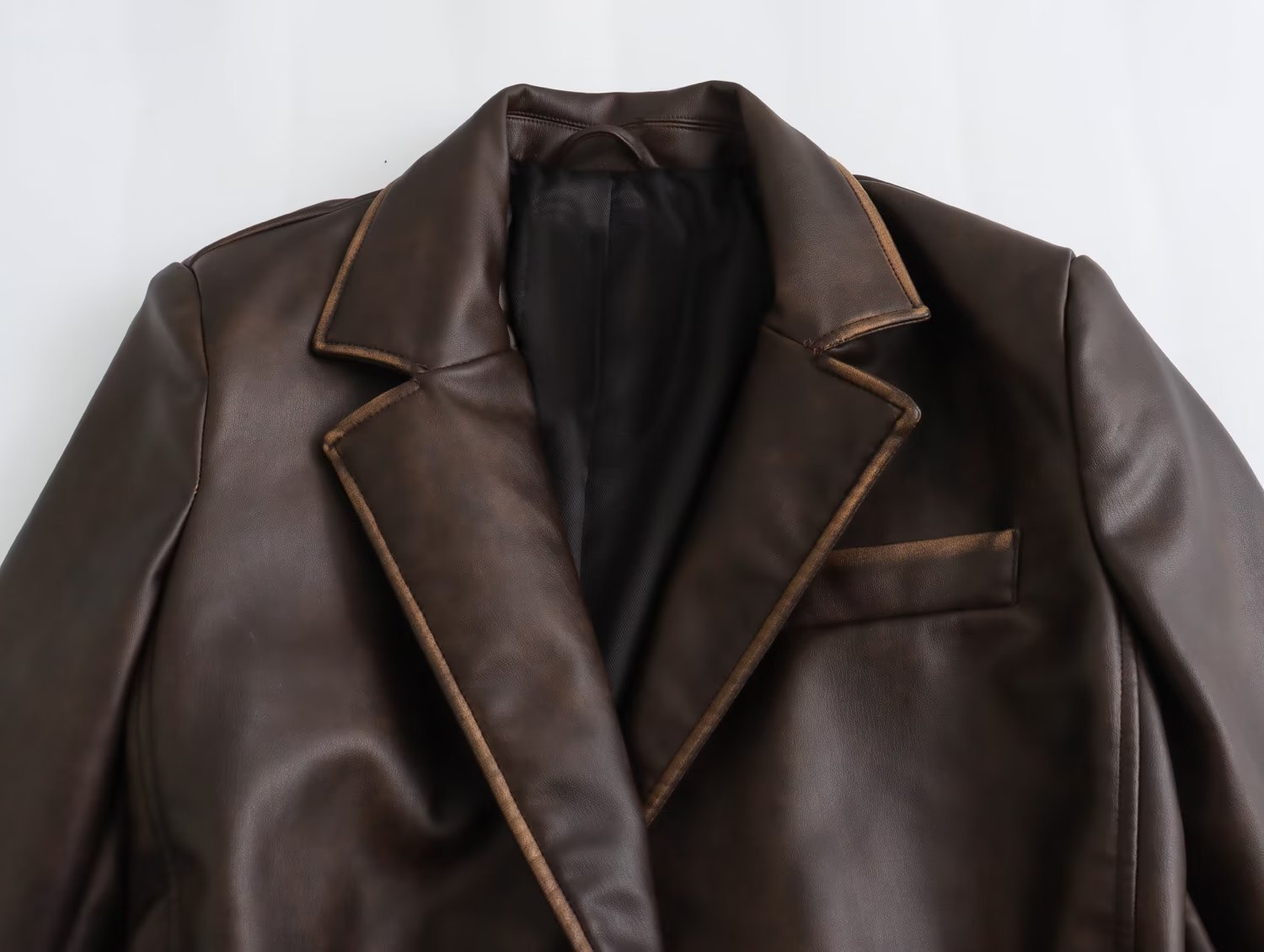 Women's Long Brown Leather Coat