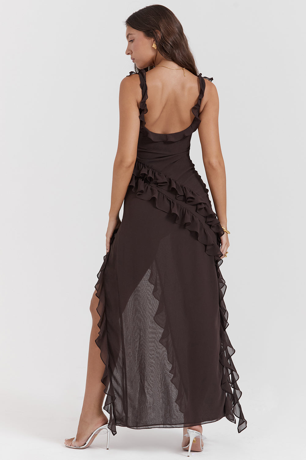 Ruffle Side Slit Party Dress