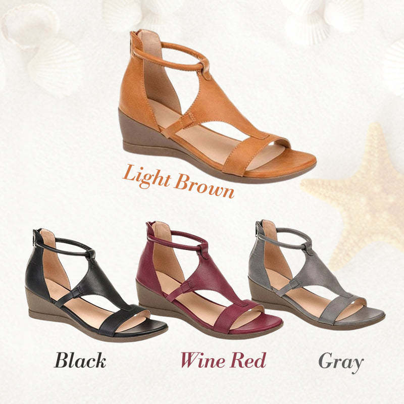 Orthopedic Leather Sandals with Heel