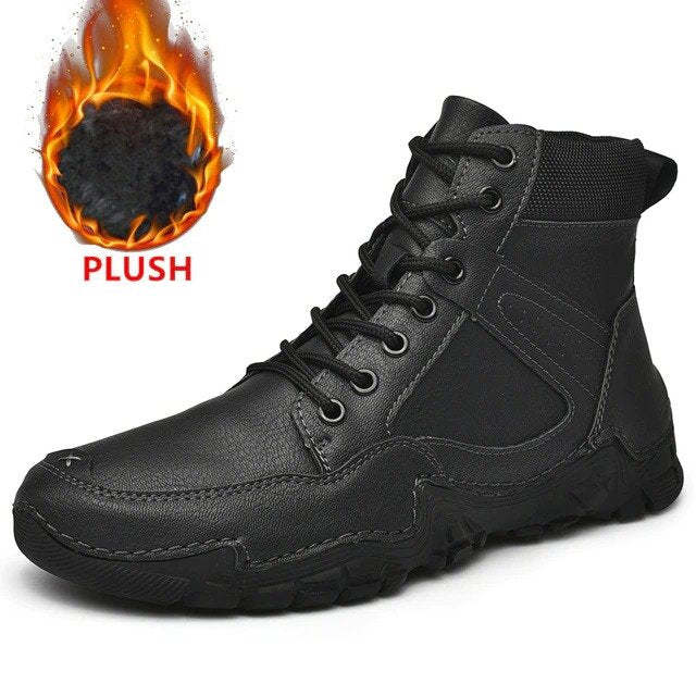 Men Casual Ankle Boots Leather Winter Orthopedic Shoes