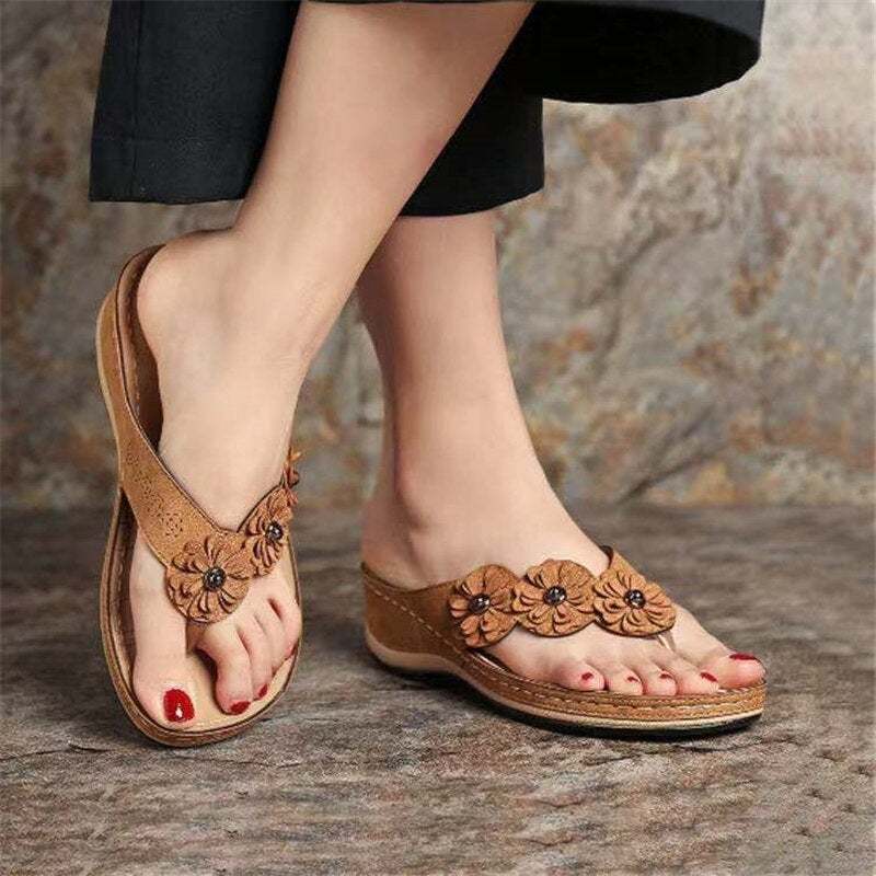 Women Summer New PU Sewing Thong Sandals