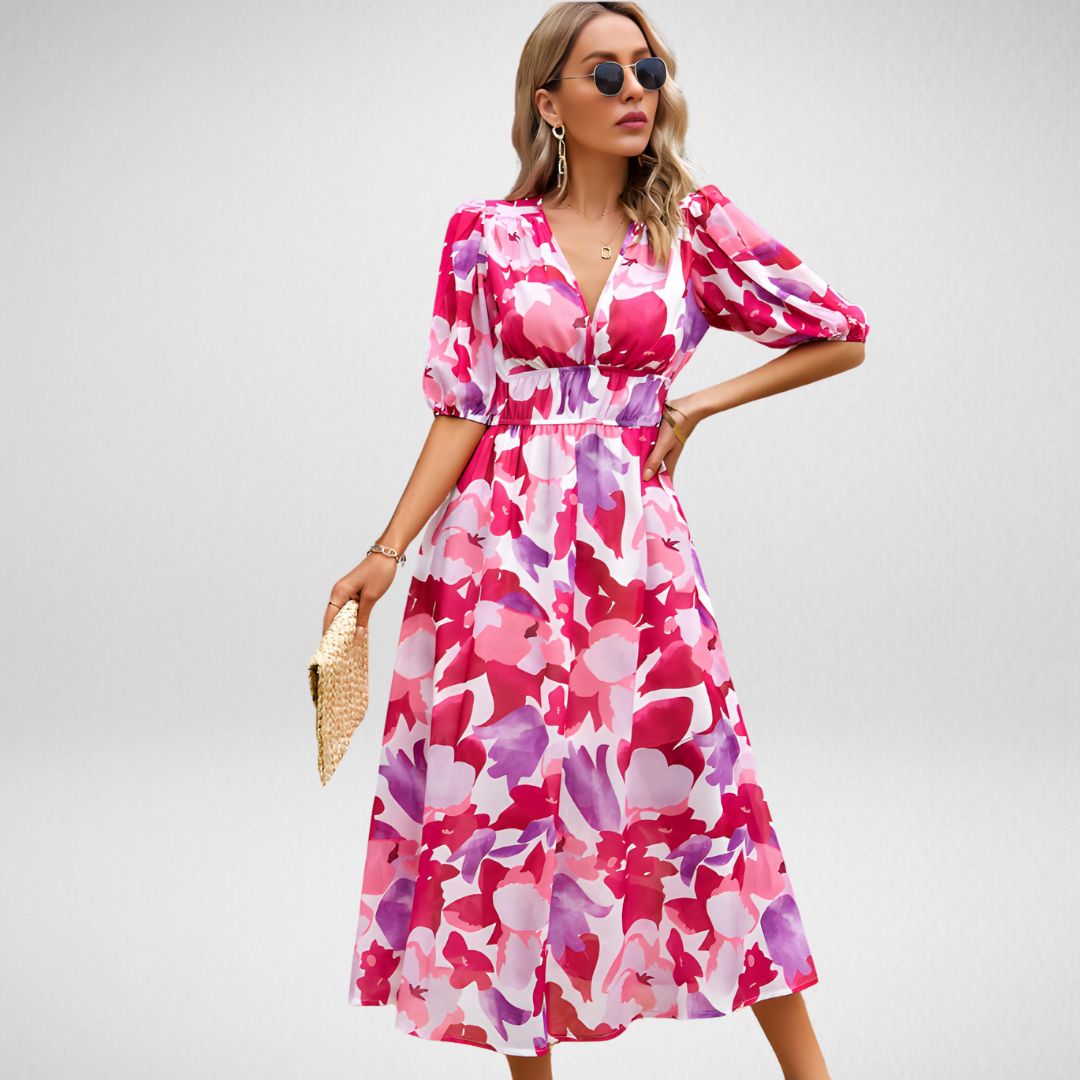 Charming Geometric Midi Dress