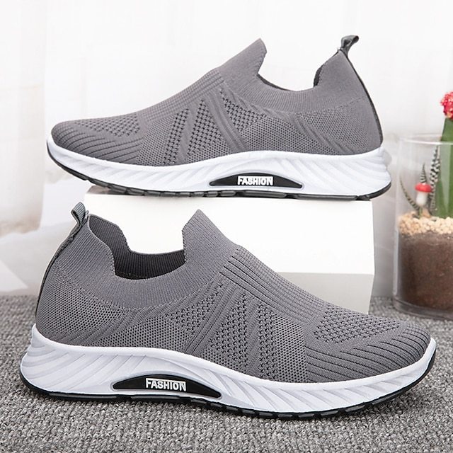 Men's Sneakers Slip On Running Shoes Non-slip Cushioning Breathable Li