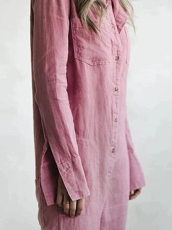 Cotton Turn-Down Jumpsuit