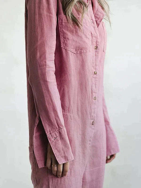 Cotton Turn-Down Jumpsuit