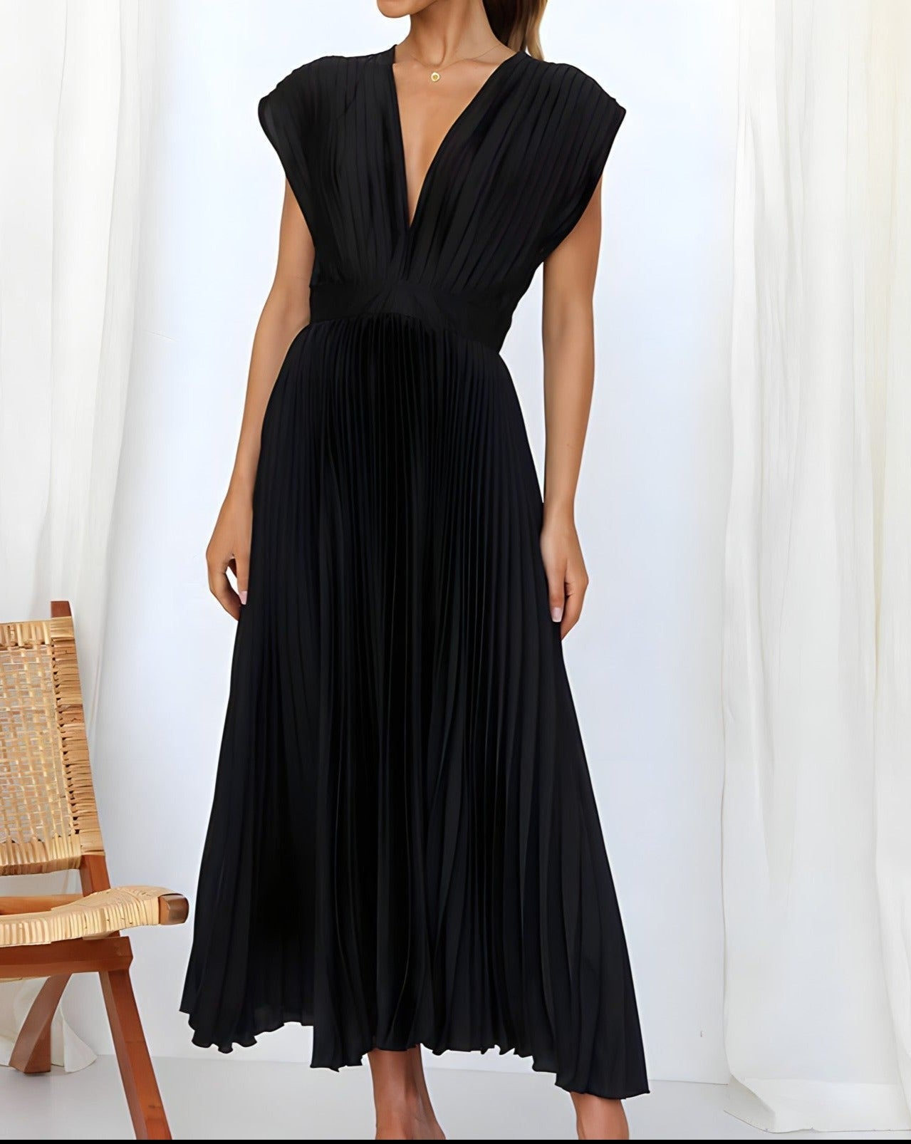 Flowy V-Neck Midi Dress
