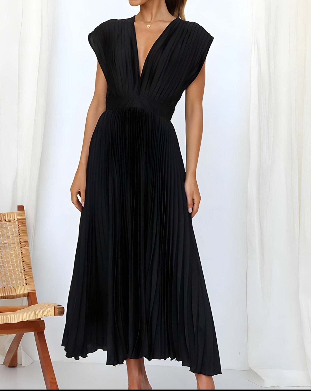 Flowy V-Neck Midi Dress