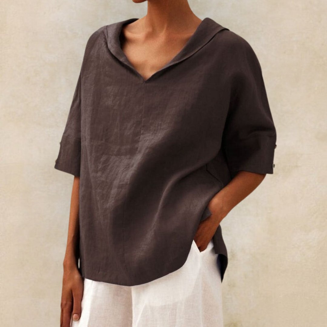 Women's V-Neck Casual Linen Shirt