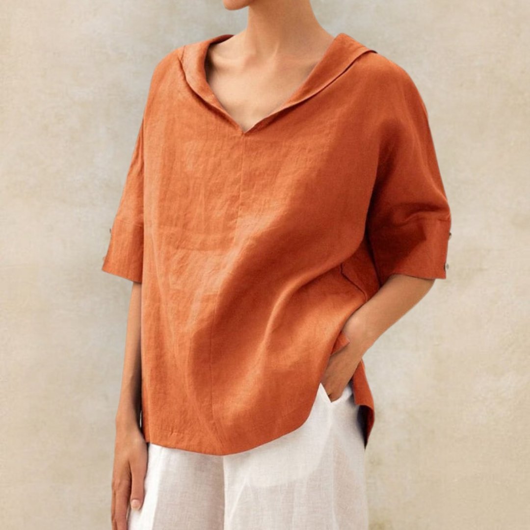 Women's V-Neck Casual Linen Shirt