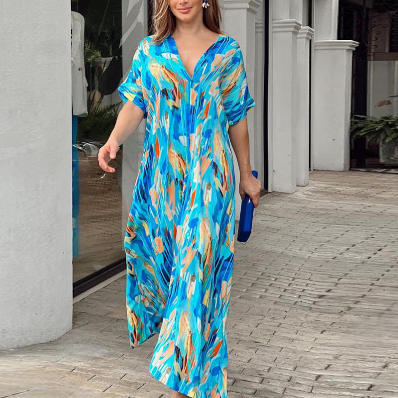 Summery V-neck Maxi Dress