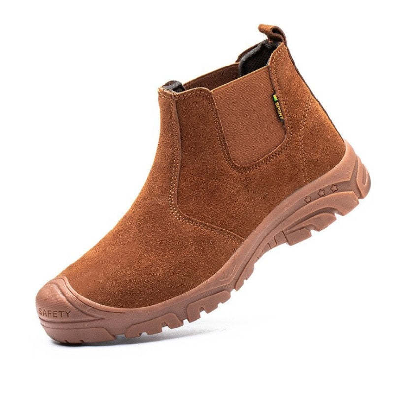 Anti-smashing Men Work Ankle Boots Suede Steel Toe Orthopedic Shoes