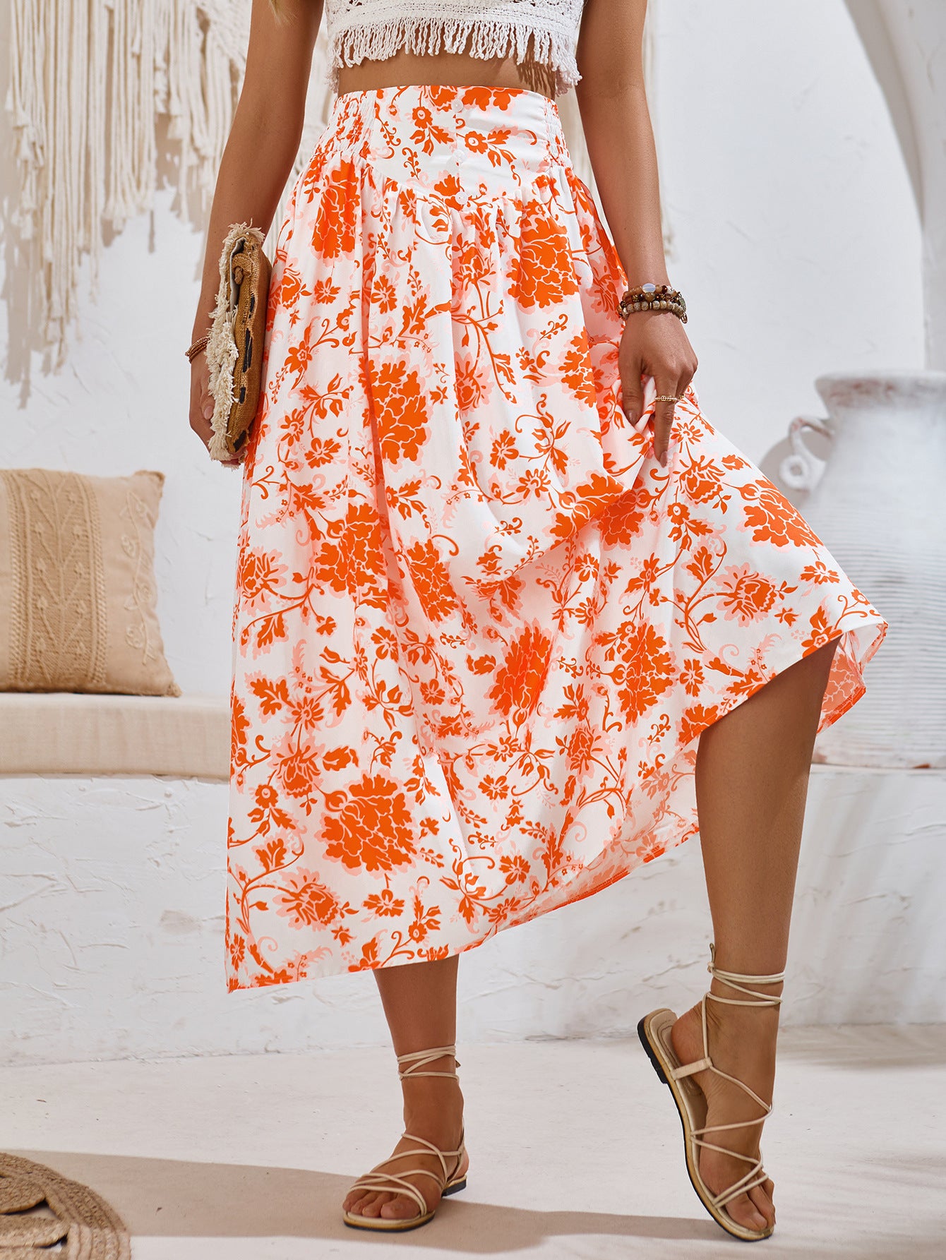 Floral Midi Summer Skirt