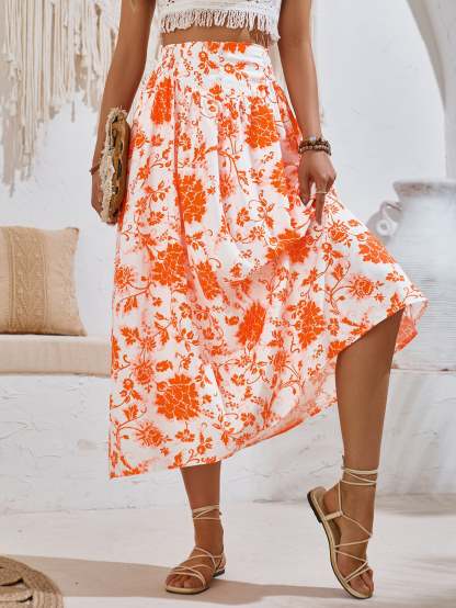 Floral Midi Summer Skirt