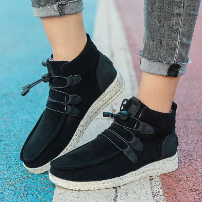 Women Warm Flat Ankle Boots Casual High Top Walking Shoes