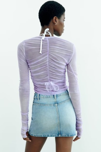 Ruched Button-Up Top