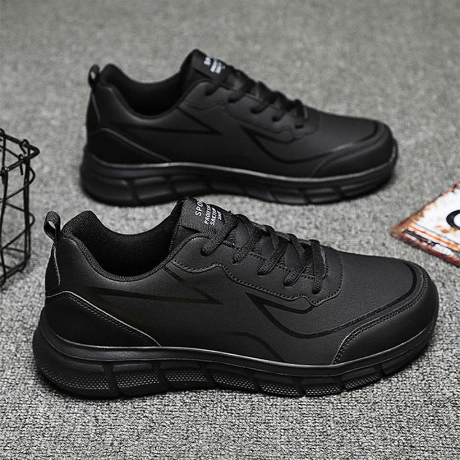 Men's Black Leather Comfort Sneakers