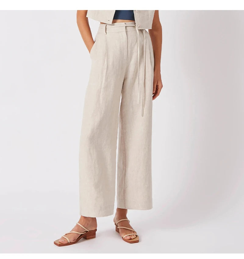 Linen Wide-Leg Trousers