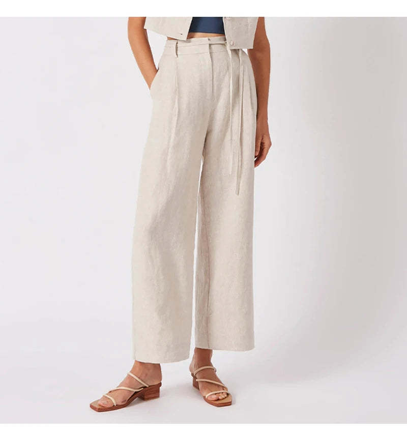 Linen Wide-Leg Trousers