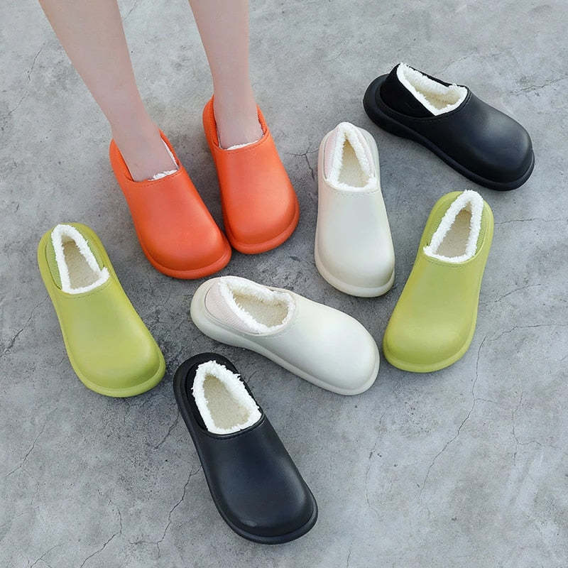 Women Cute Fur Slippers Elastic EVA Winter Shoes