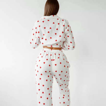 Heart Print Pink Pajama Set