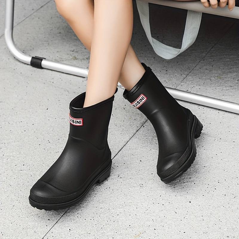 Women's Simple Waterproof Non-slip Medium Top Rain Boots